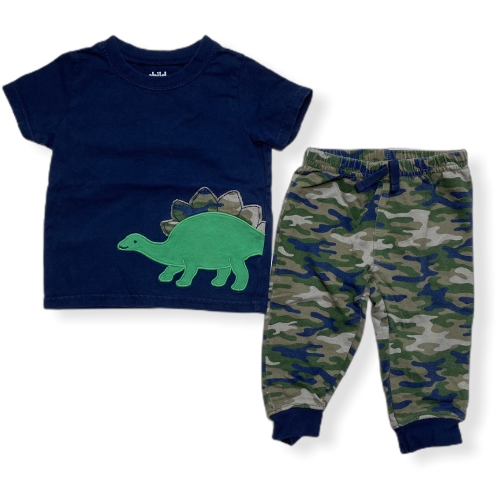Infant Boy Matching Dinosaur & Camo Outfit 12mo